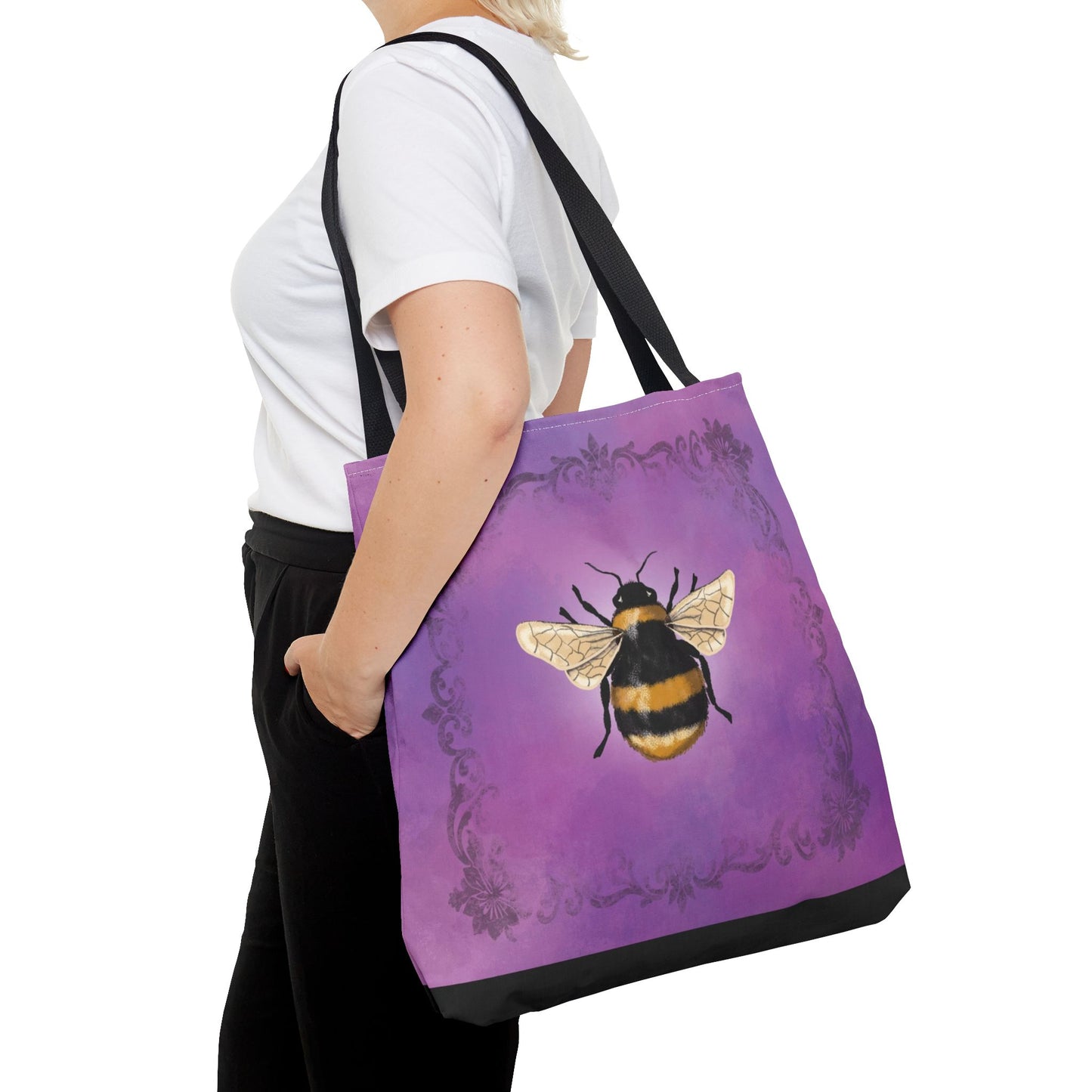 Buzzing Blooms Tote Bag - Artisan Bee Design, Eco-Friendly, Fashionable, Floral Gift, Everyday Carryall, Unique Gift Idea