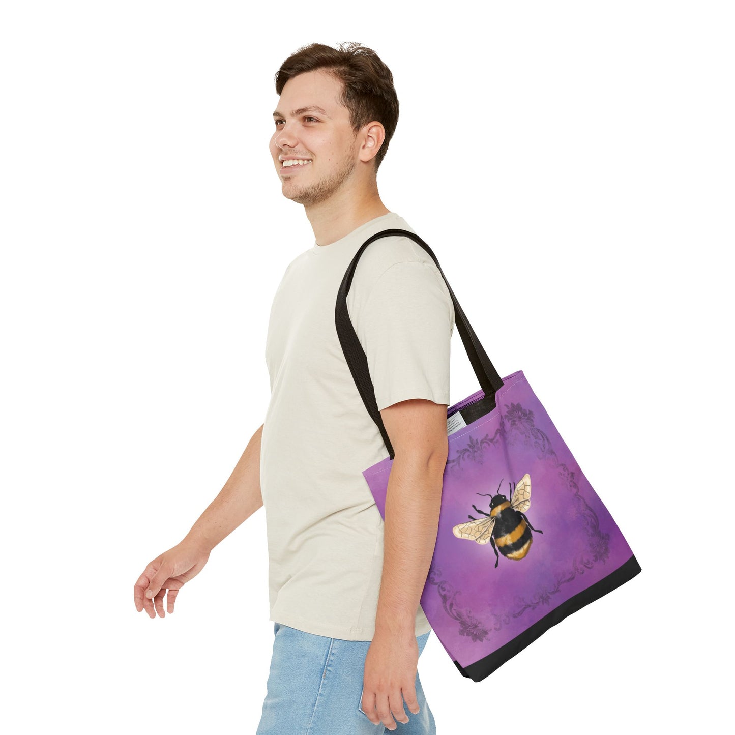 Buzzing Blooms Tote Bag - Artisan Bee Design, Eco-Friendly, Fashionable, Floral Gift, Everyday Carryall, Unique Gift Idea