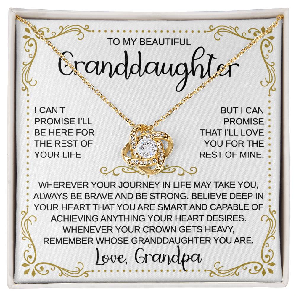 To My Granddaughter - From Grandpa - When Your Crown Gets Heavy - Love Knot Necklace - Gift for Birthday, Christmas, or Special Occasion