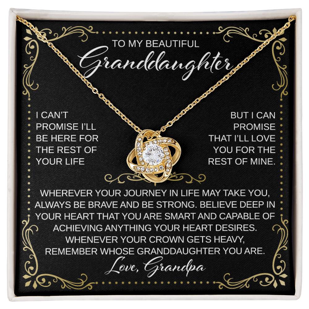To My Granddaughter - From Grandpa - Believe Deep in Your Heart - Love Knot Necklace - Gift for Birthday, Christmas, or Special Occasion