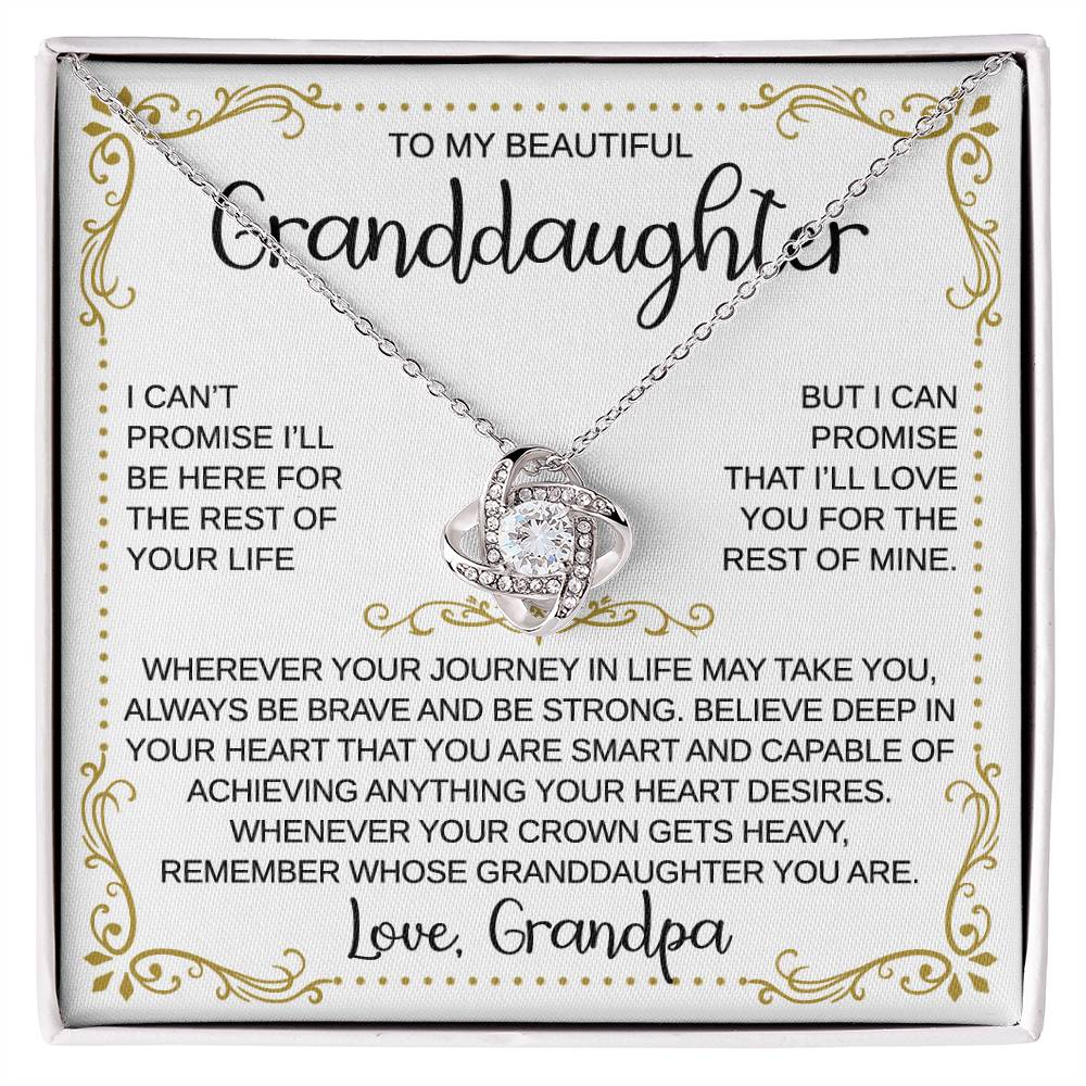 To My Granddaughter - From Grandpa - When Your Crown Gets Heavy - Love Knot Necklace - Gift for Birthday, Christmas, or Special Occasion