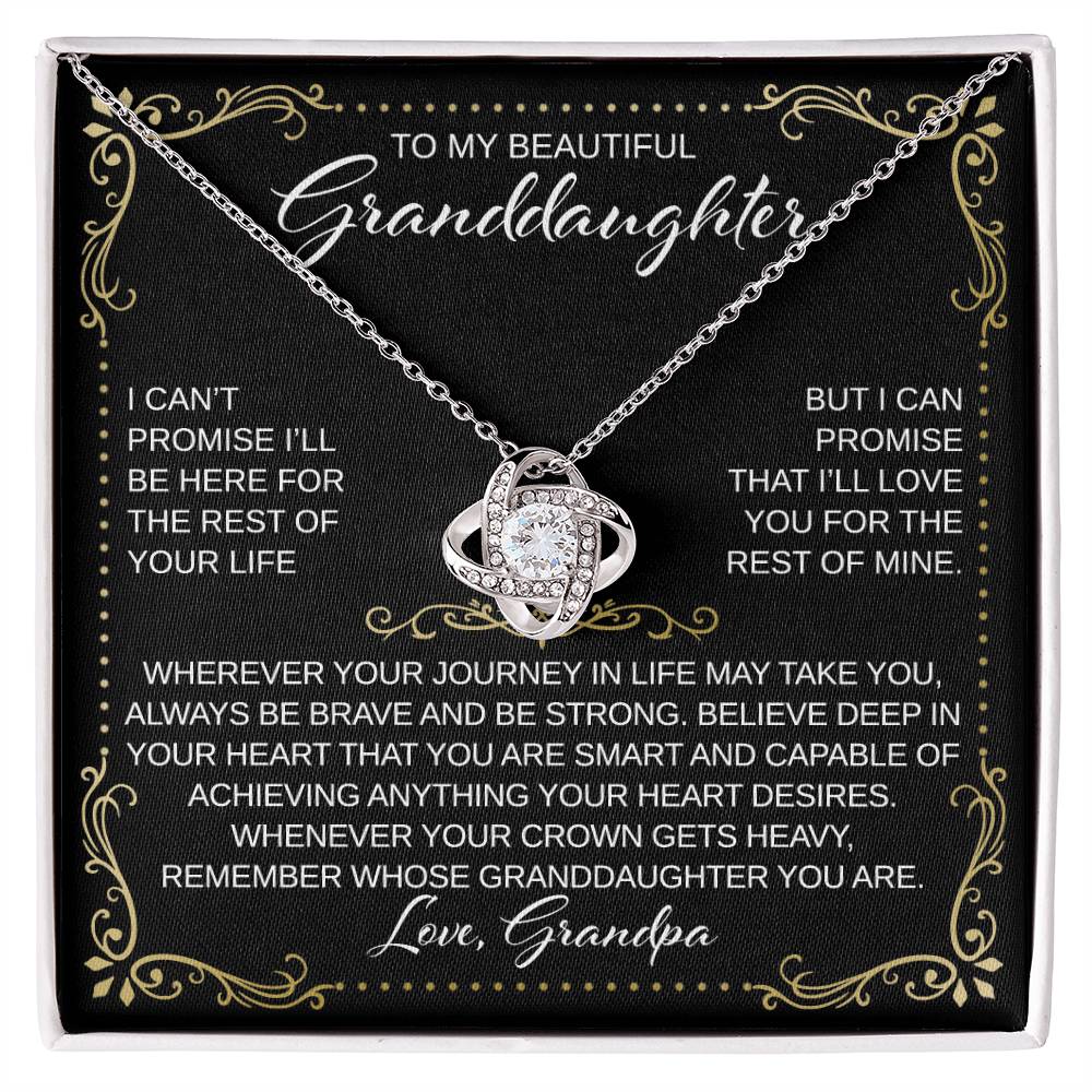To My Granddaughter - From Grandpa - Believe Deep in Your Heart - Love Knot Necklace - Gift for Birthday, Christmas, or Special Occasion