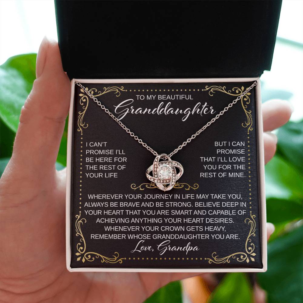 To My Granddaughter - From Grandpa - Believe Deep in Your Heart - Love Knot Necklace - Gift for Birthday, Christmas, or Special Occasion