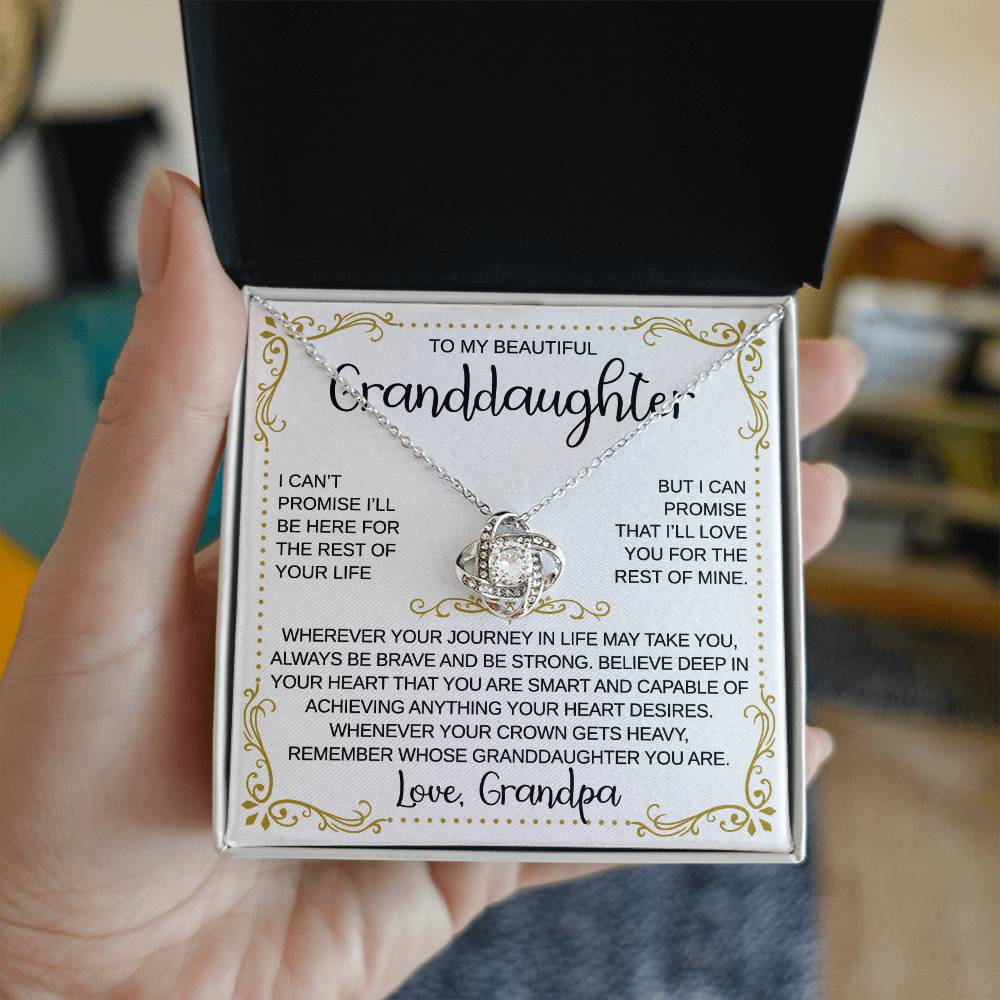 To My Granddaughter - From Grandpa - When Your Crown Gets Heavy - Love Knot Necklace - Gift for Birthday, Christmas, or Special Occasion