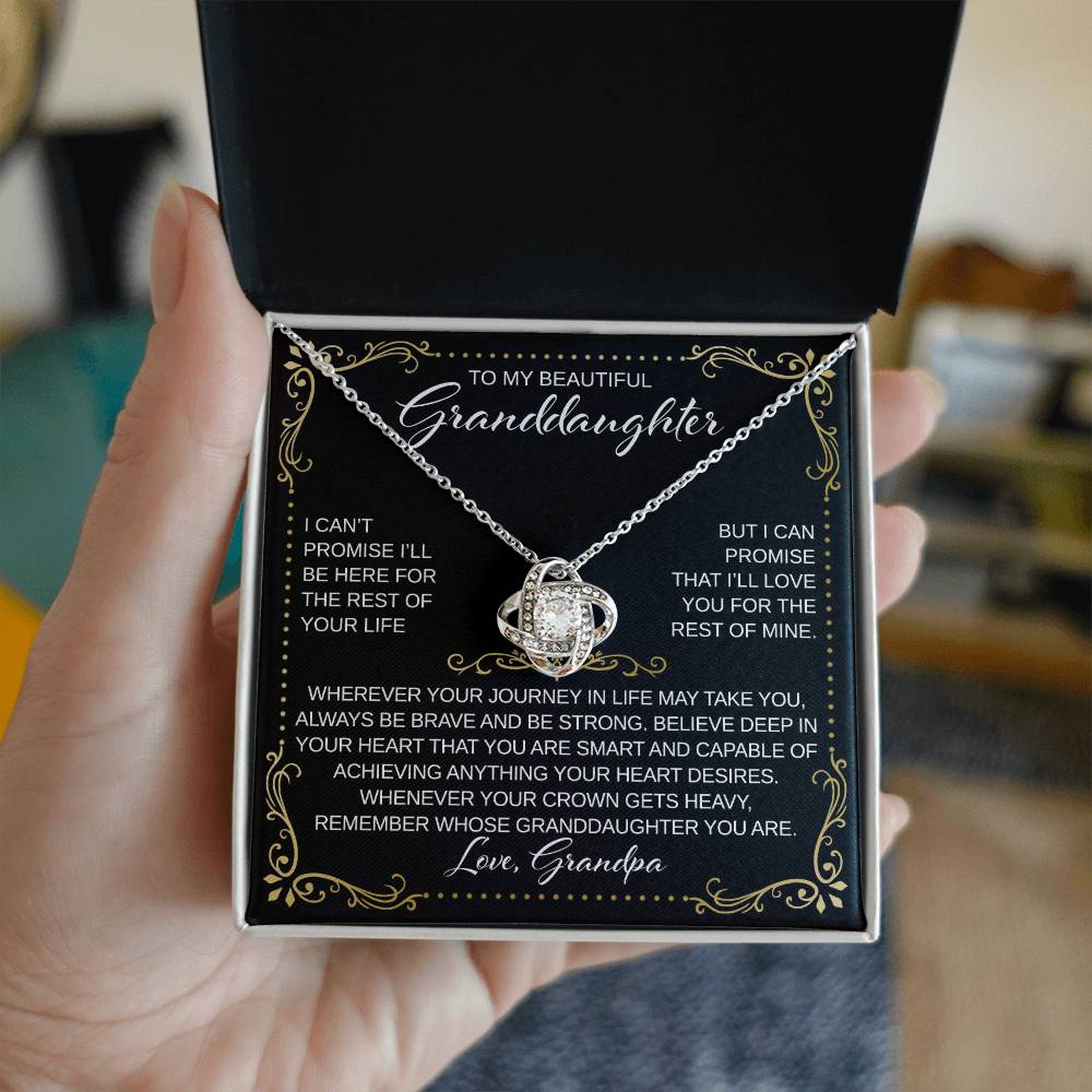 To My Granddaughter - From Grandpa - Believe Deep in Your Heart - Love Knot Necklace - Gift for Birthday, Christmas, or Special Occasion