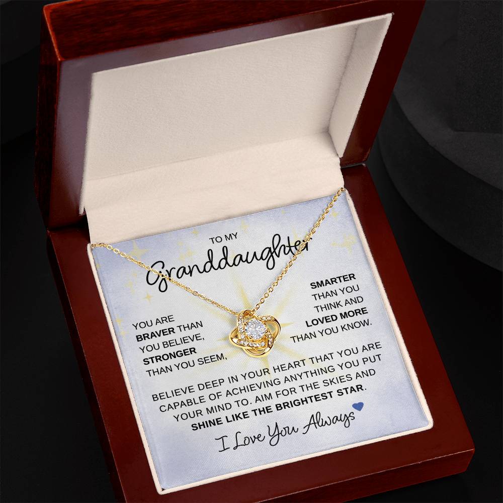 To My Granddaughter - You Are Braver - Love Knot Necklace - Gift for Birthday, Christmas, or Special Occasion