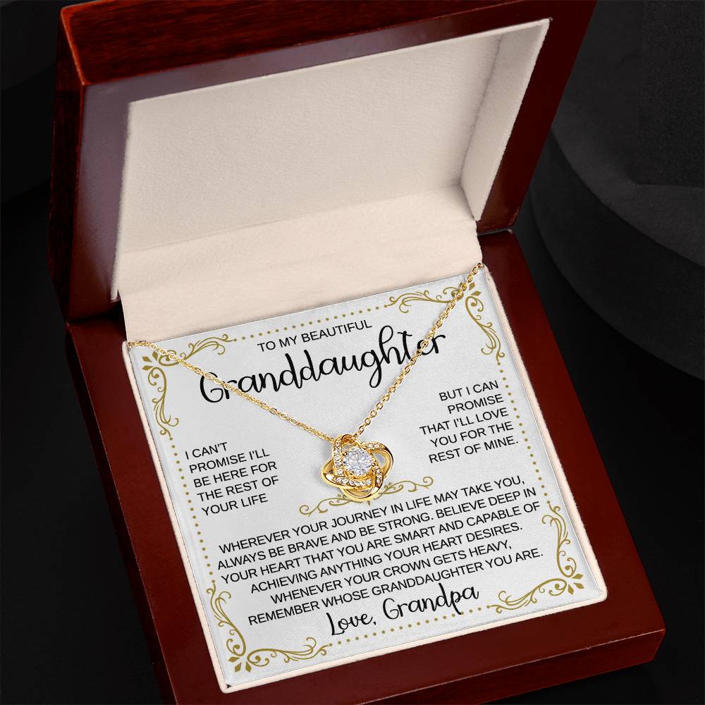 To My Granddaughter - From Grandpa - When Your Crown Gets Heavy - Love Knot Necklace - Gift for Birthday, Christmas, or Special Occasion