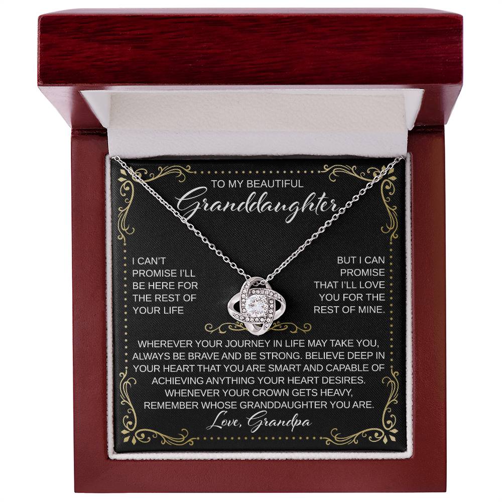 To My Granddaughter - From Grandpa - Believe Deep in Your Heart - Love Knot Necklace - Gift for Birthday, Christmas, or Special Occasion