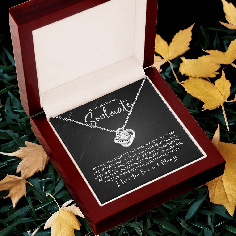 To My Soulmate - My Deepest Joy - Love Knot Necklace - Gift for Birthday, Anniversary, Christmas, or Valentine's Day