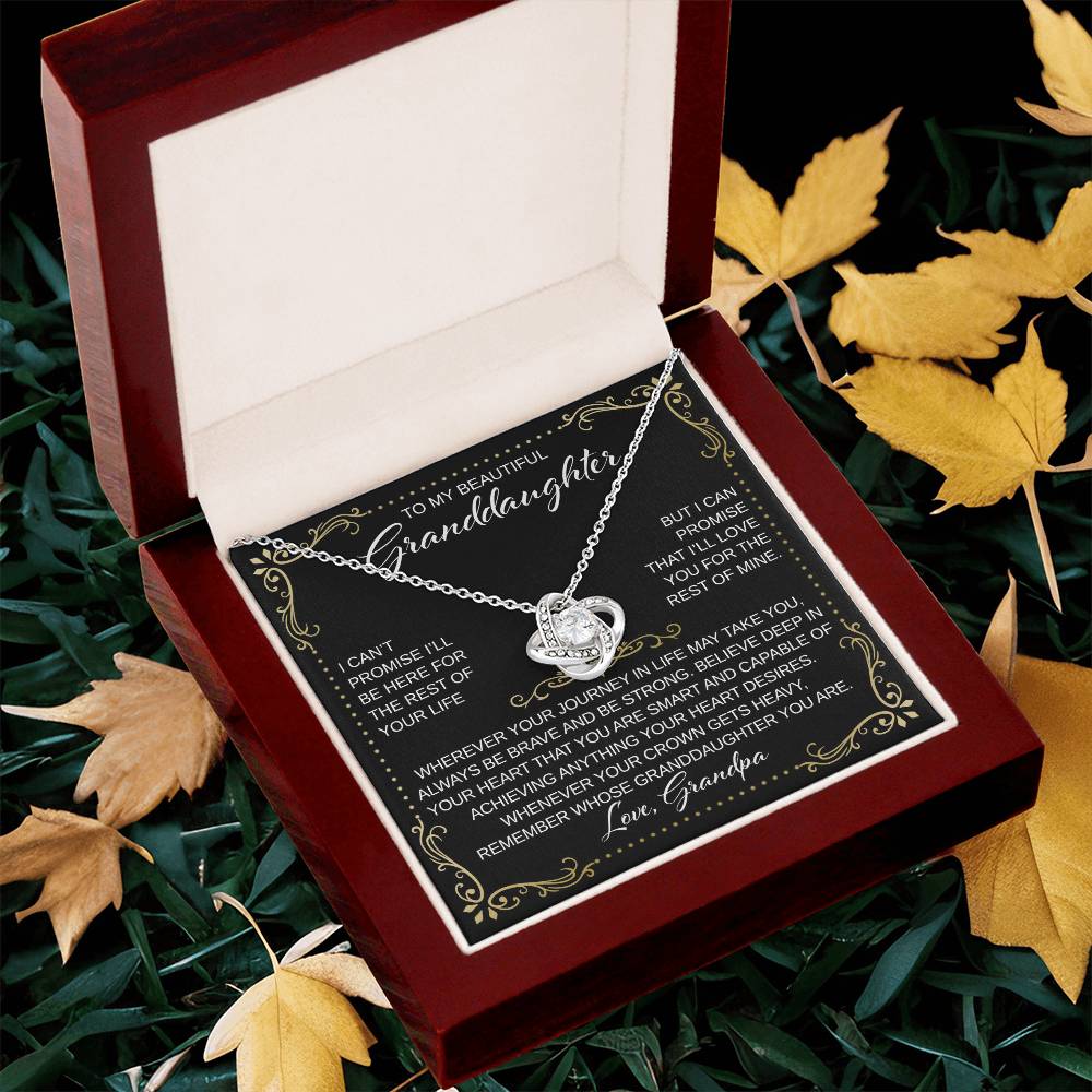 To My Granddaughter - From Grandpa - Believe Deep in Your Heart - Love Knot Necklace - Gift for Birthday, Christmas, or Special Occasion