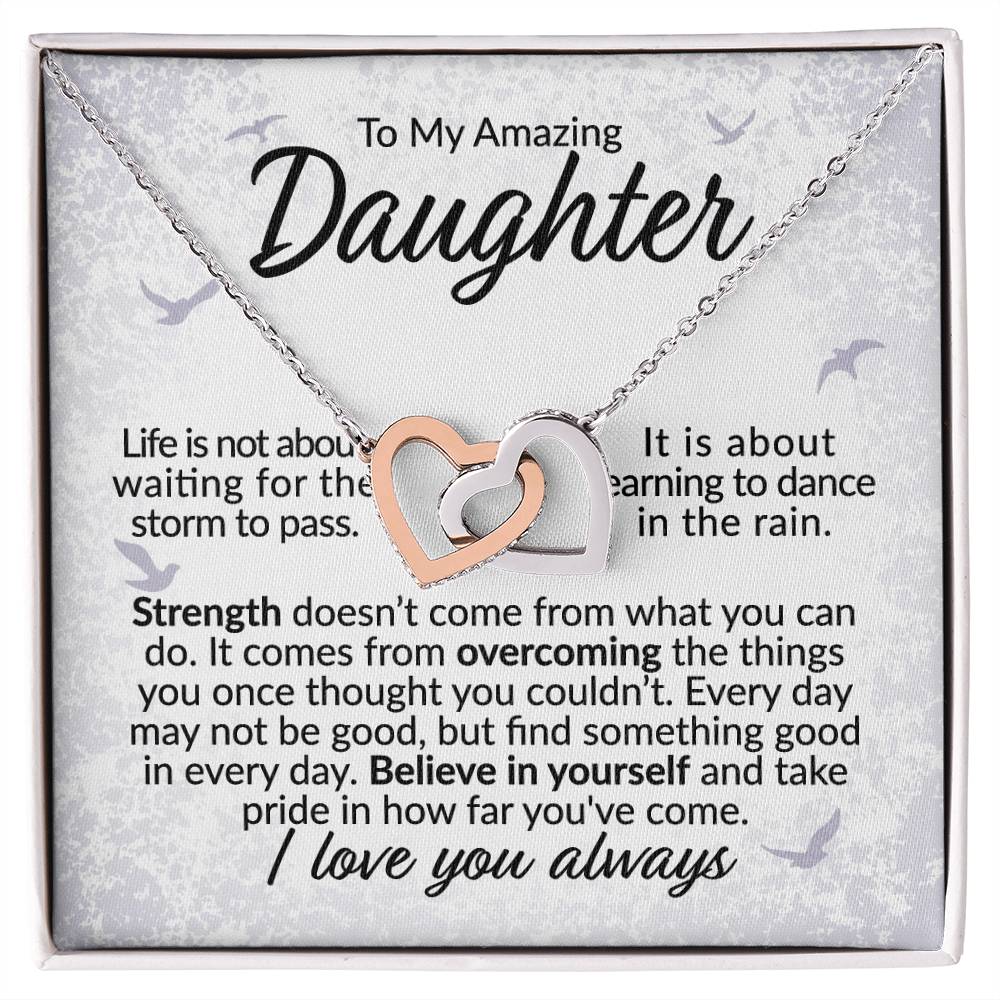 To My Daughter - Believe in Yourself - Interlocking Hearts Necklace - Gift for Birthday, Christmas, or Special Occasion