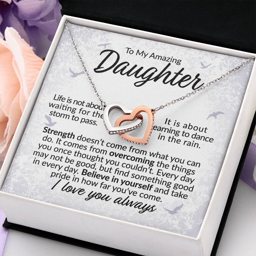 To My Daughter - Believe in Yourself - Interlocking Hearts Necklace - Gift for Birthday, Christmas, or Special Occasion