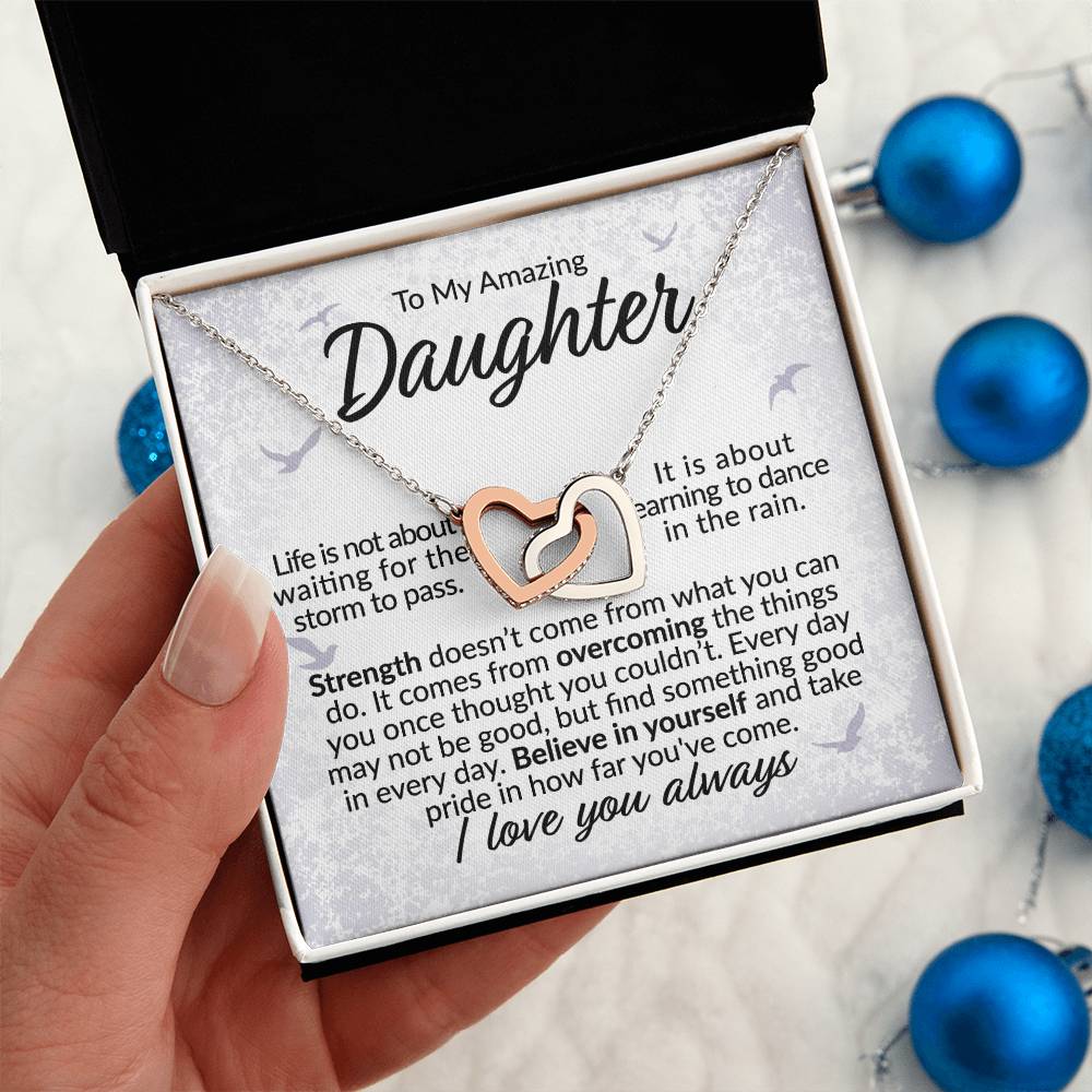 To My Daughter - Believe in Yourself - Interlocking Hearts Necklace - Gift for Birthday, Christmas, or Special Occasion