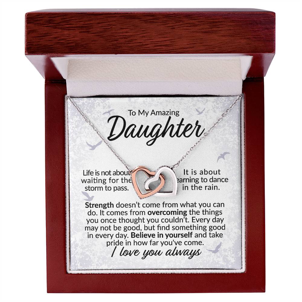To My Daughter - Believe in Yourself - Interlocking Hearts Necklace - Gift for Birthday, Christmas, or Special Occasion