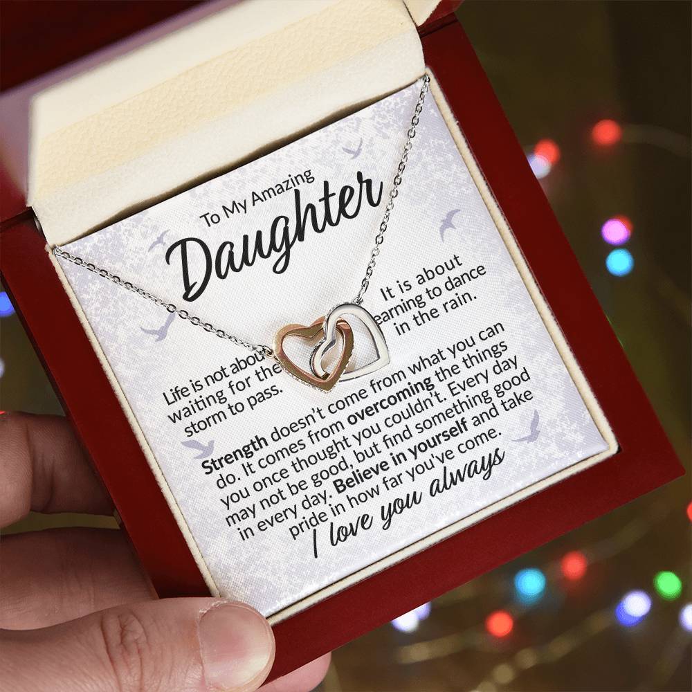 To My Daughter - Believe in Yourself - Interlocking Hearts Necklace - Gift for Birthday, Christmas, or Special Occasion