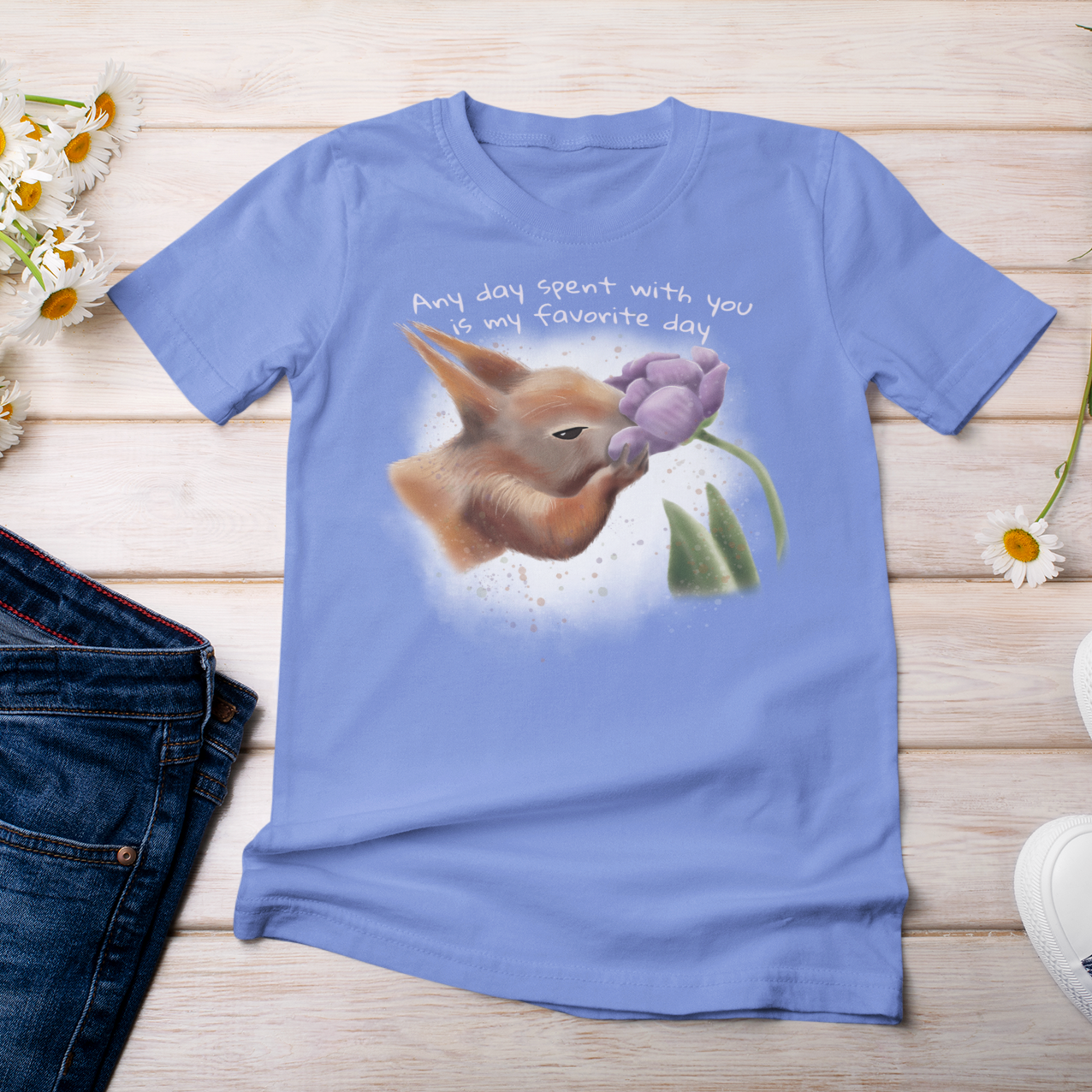 Squirrel and Tulip - Adult T-shirt