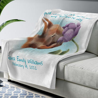 Personalized NEW BABY Blanket - Squirrel and Tulip