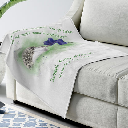 Personalized NEW BABY Blanket - Hedgehog and Petunia