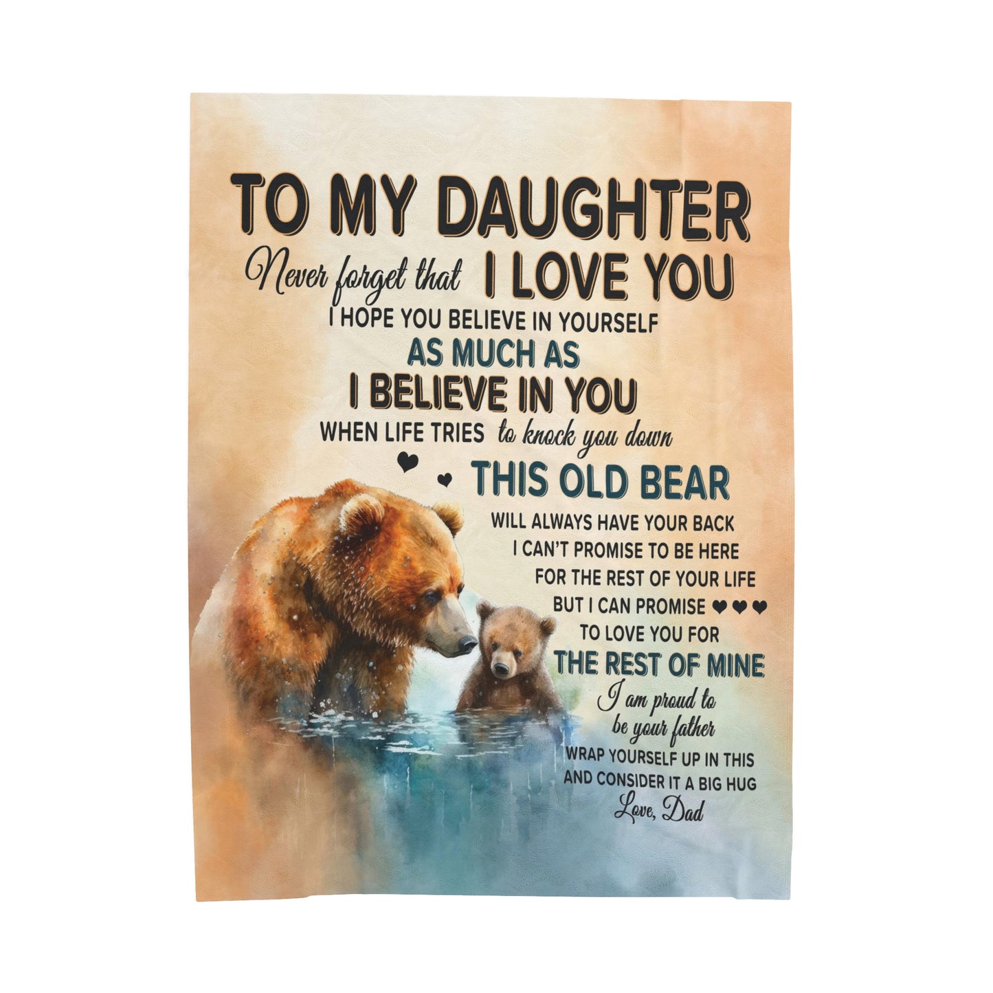 This Old Bear - To My Daughter - Love Dad - Velveteen Plush or Sherpa Blanket