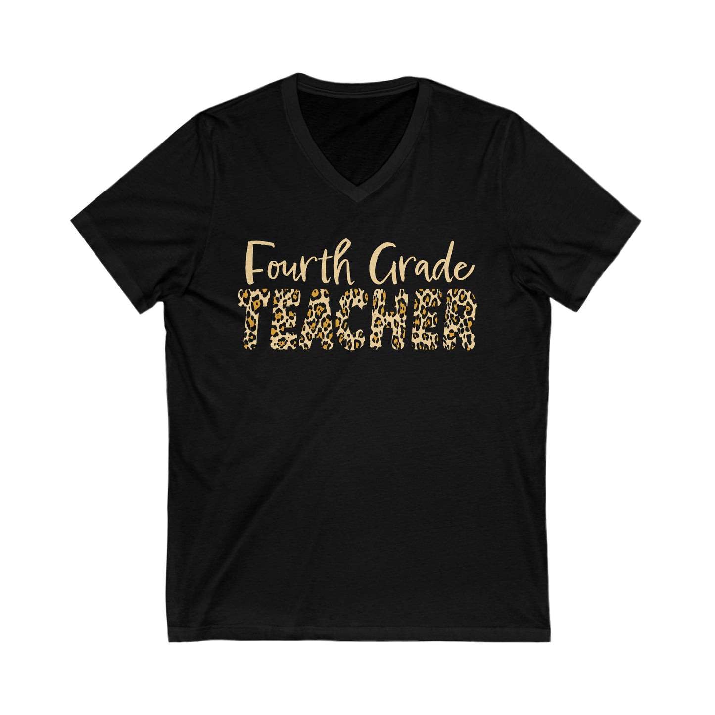 Fourth Grade TEACHER in Leopard print - V-Neck Tee