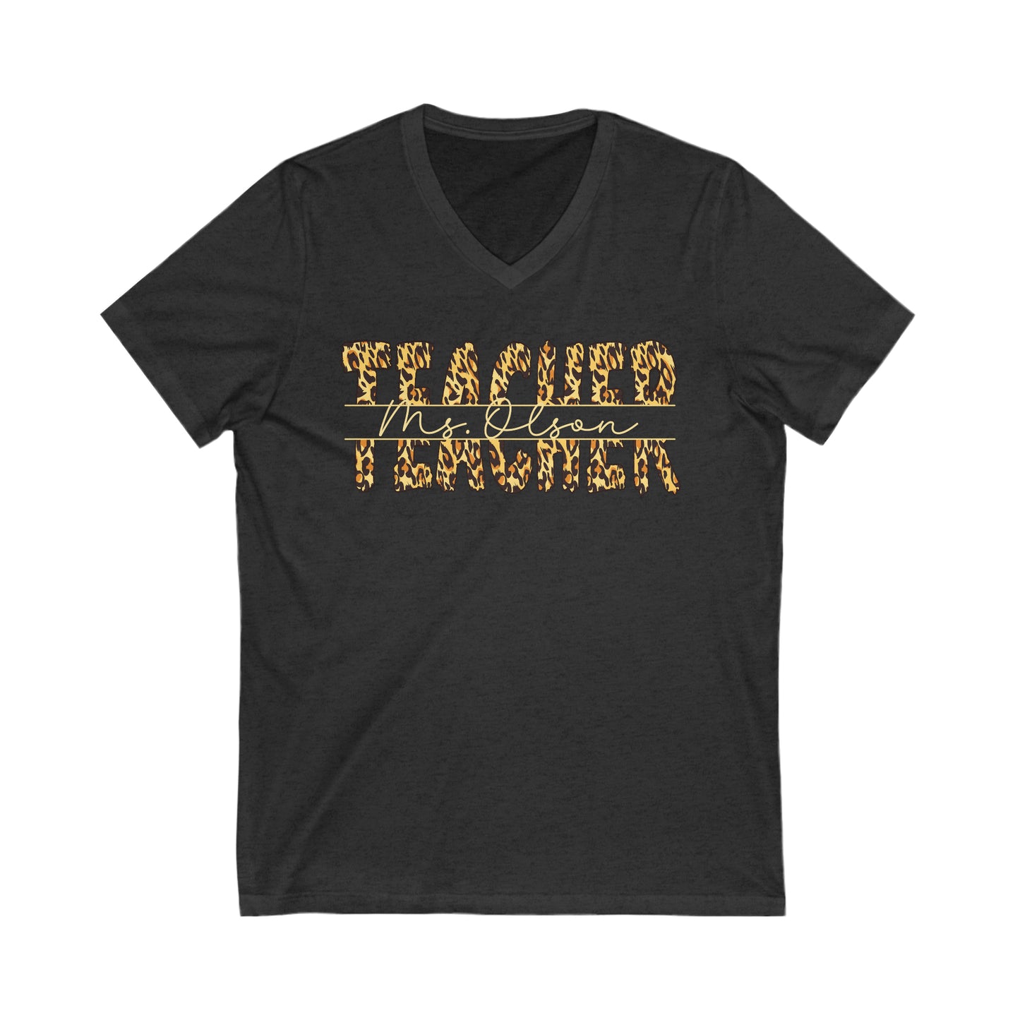 PERSONALIZED Leopard Print Teacher - V-Neck Tee