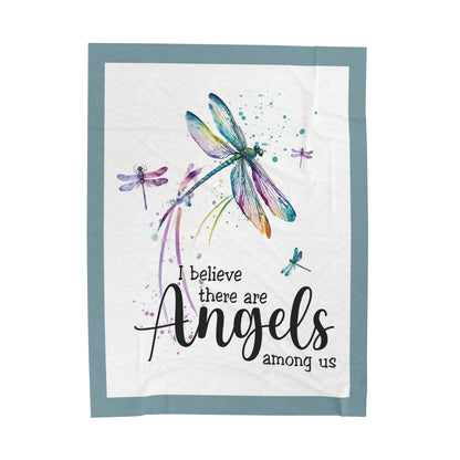 Angels Among Us - Dragonfly - Velveteen Plush or Sherpa Blanket