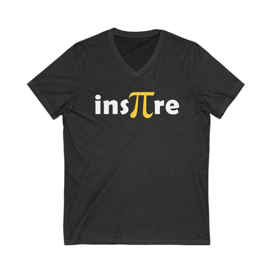 Inspire with the Pi Symbol in Yellow - Math Teacher V-Neck Tee