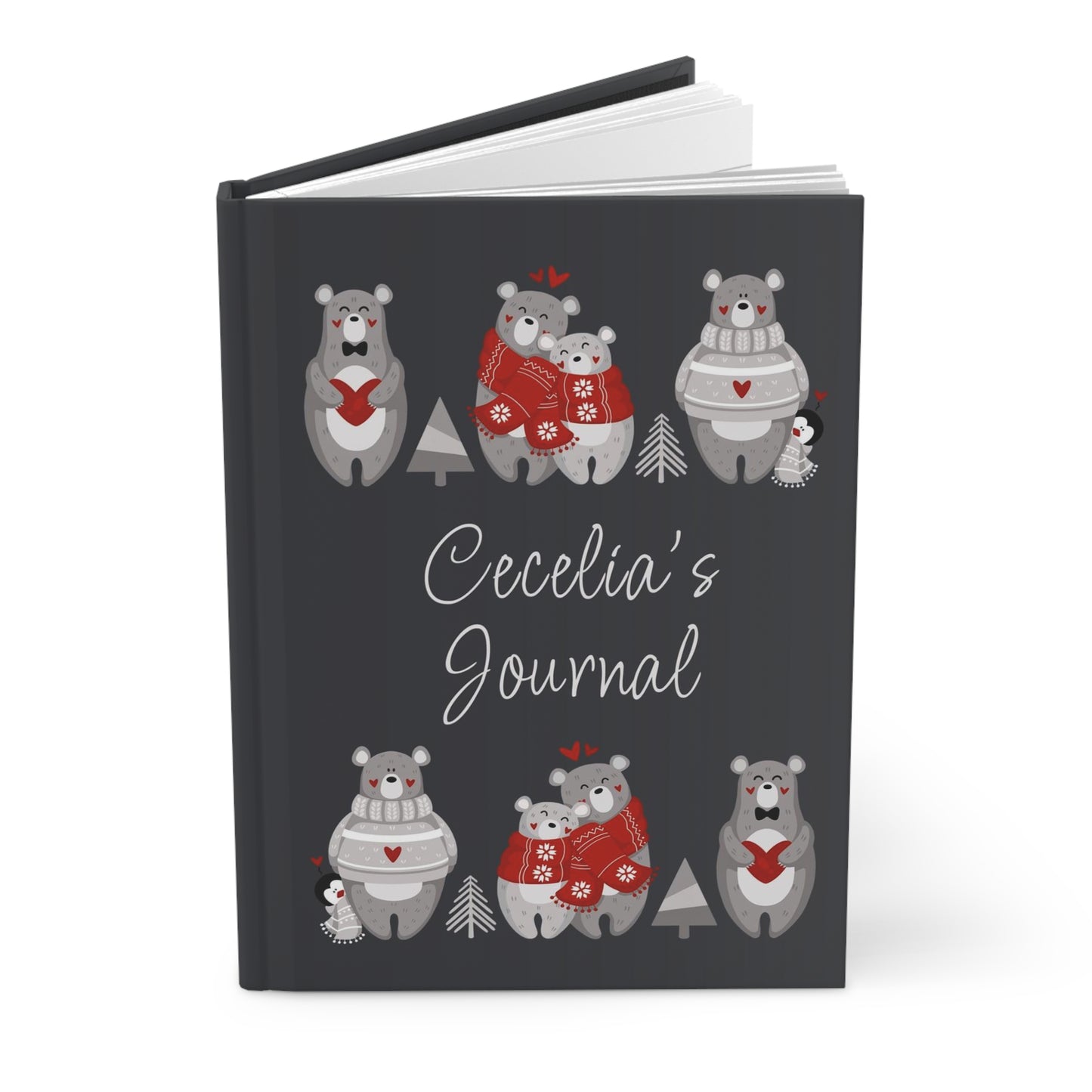 Three Cute Bears - Hardcover Journal - PERSONALIZE