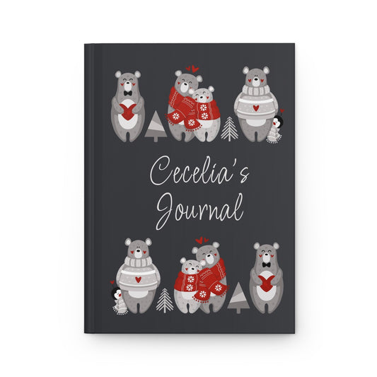 Three Cute Bears - Hardcover Journal - PERSONALIZE