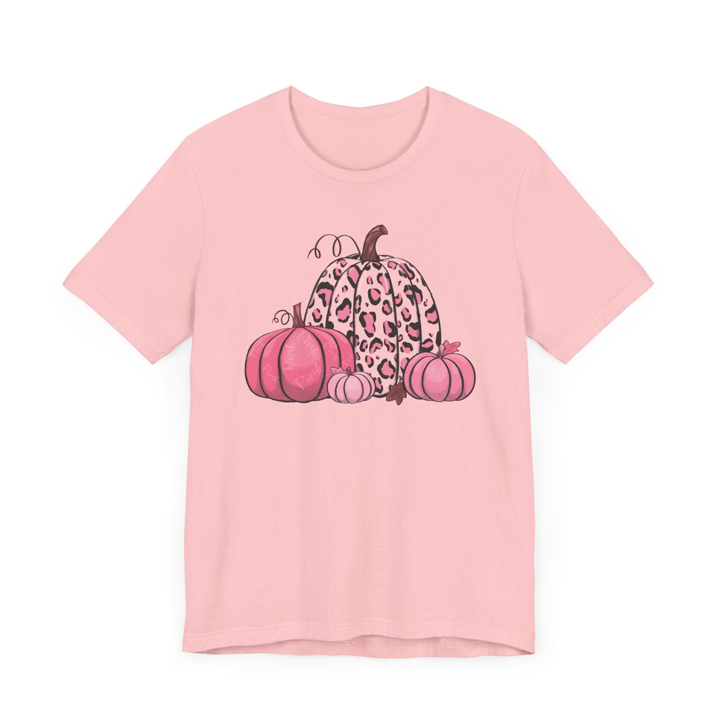 Pink Pumpkin Unisex Tee with Leopard Print Design