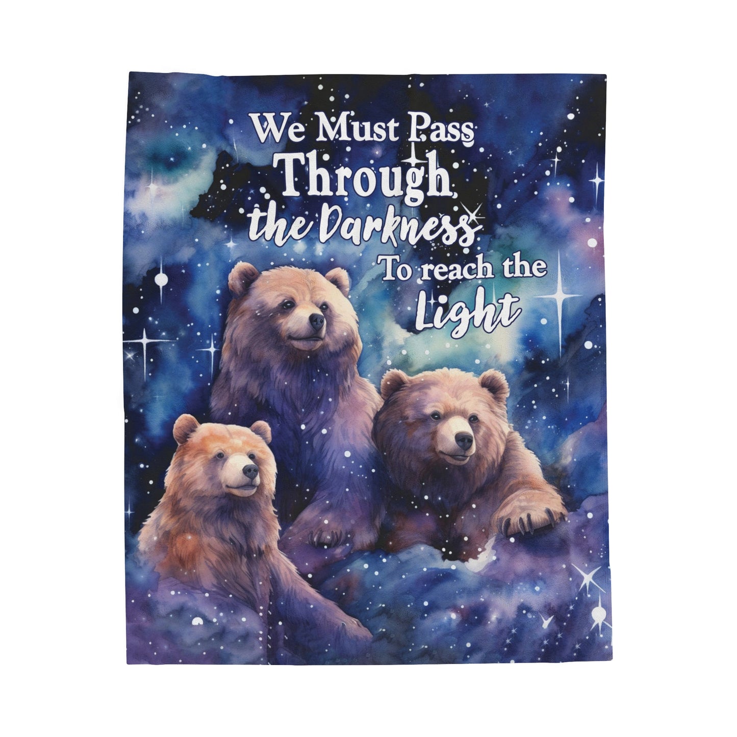 Starry Night Bears - Through the Darkness - Velveteen Plush or Sherpa Blanket