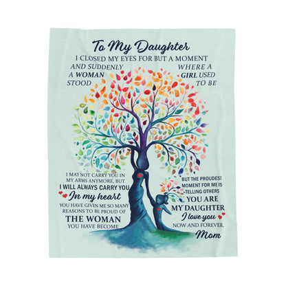 To Daughter - Tree of Life - Love Mom - Velveteen Plush or Sherpa Blanket