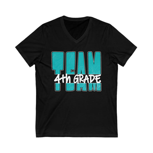 TEAM 4th Grade - Bold Turquoise - V-neck T-shirt