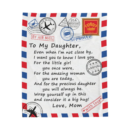 To My Daughter - Air Mail Letter - PERSONALIZE - Velveteen or Sherpa Blanket