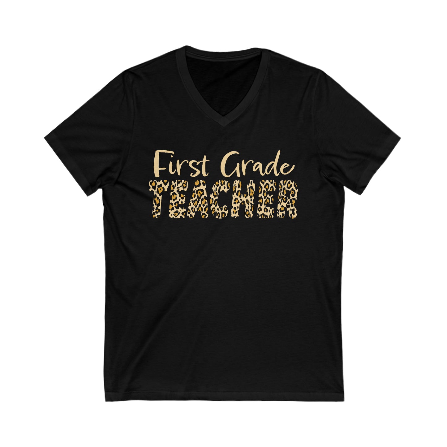 First  Grade TEACHER in Leopard print - V-Neck Tee