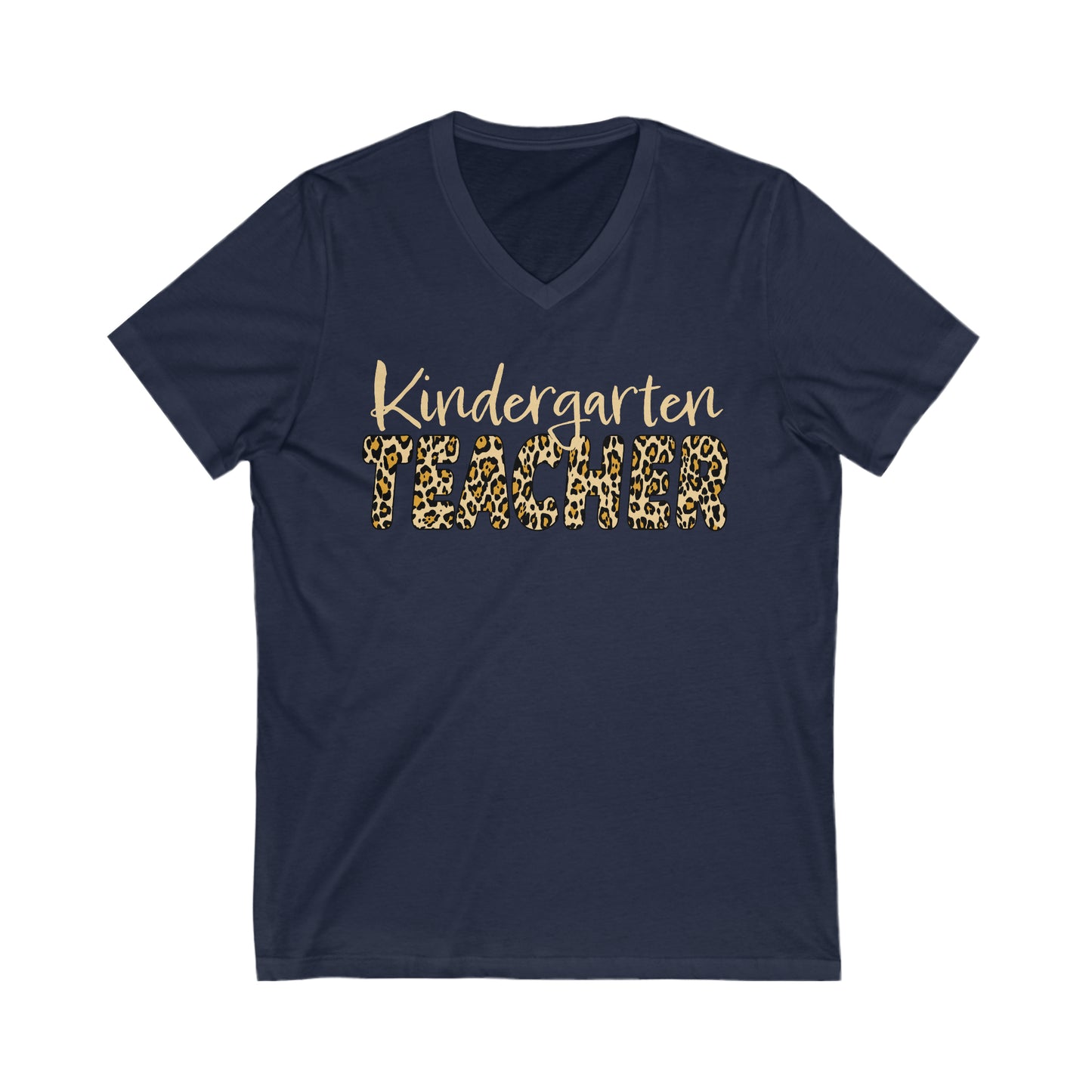 Kindergarten TEACHER in Leopard print - V-Neck Tee