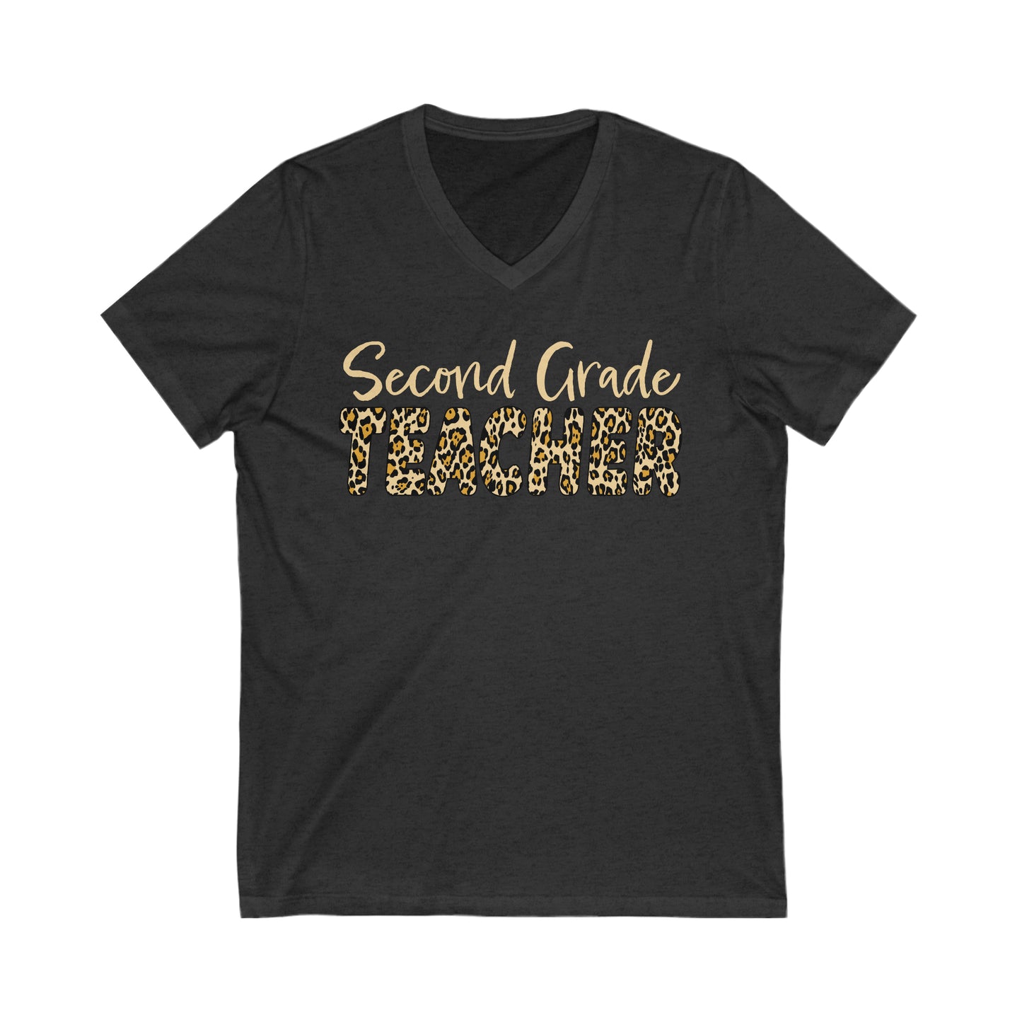 Second Grade TEACHER in Leopard print - V-Neck Tee