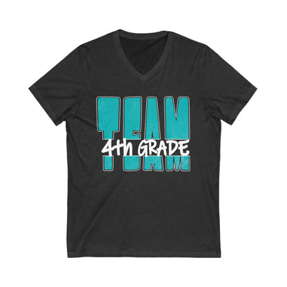 TEAM 4th Grade - Bold Turquoise - V-neck T-shirt