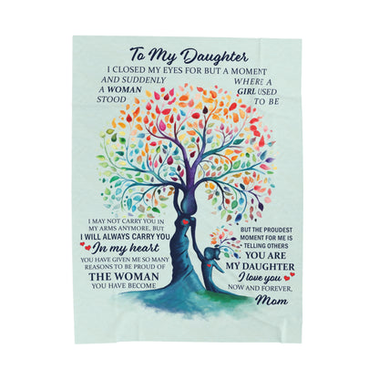 To Daughter - Tree of Life - Love Mom - Velveteen Plush or Sherpa Blanket