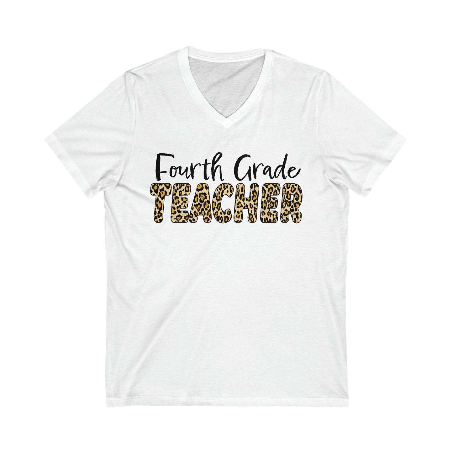 Fourth Grade TEACHER in Leopard print - V-Neck Tee