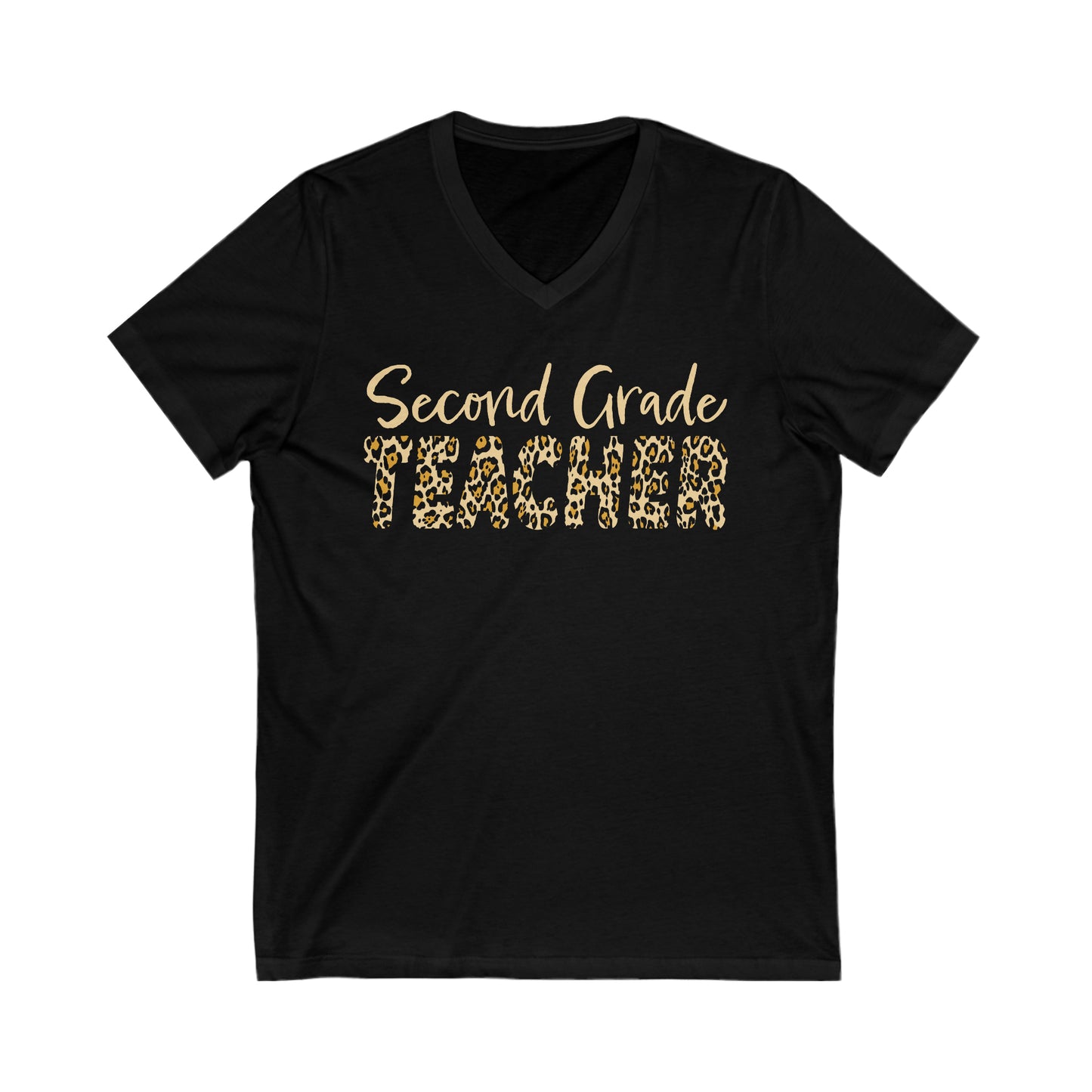 Second Grade TEACHER in Leopard print - V-Neck Tee