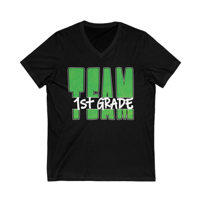 TEAM 1st Grade - Leaf Green - V-neck T-shirt