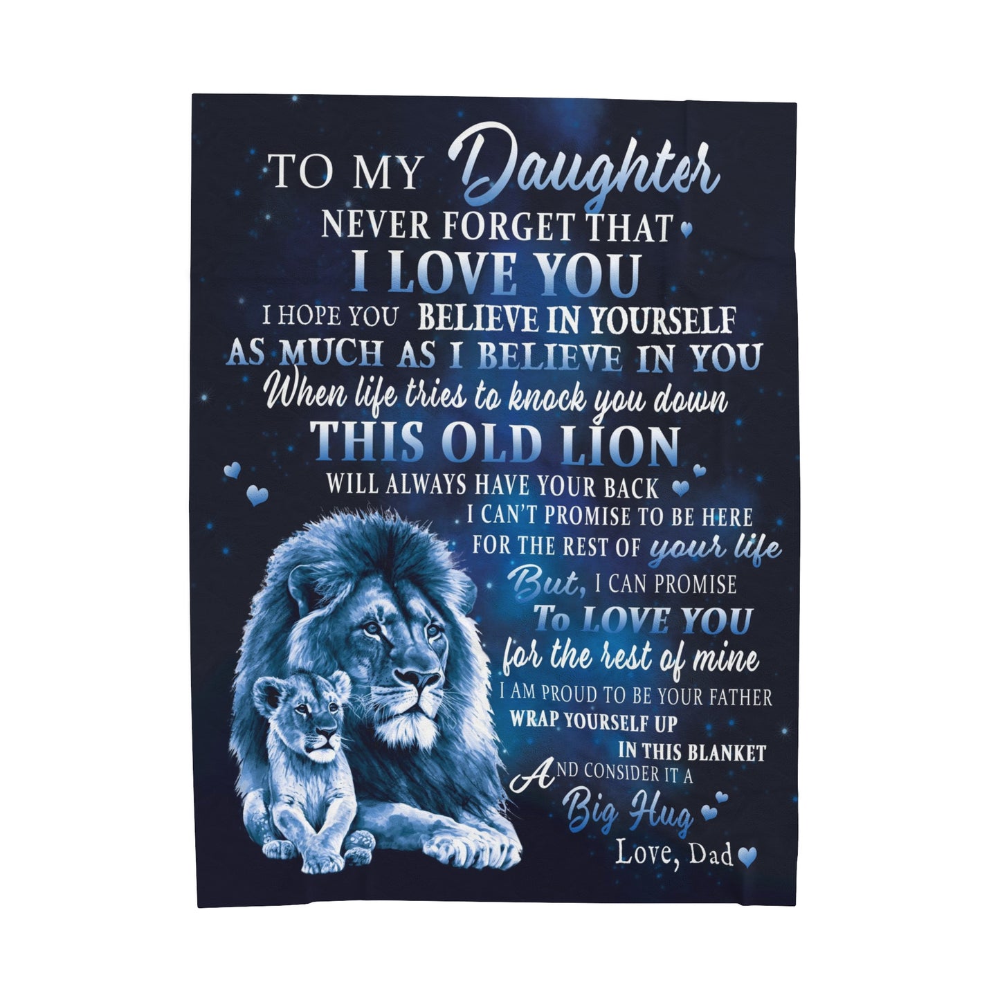 Daughter - This Old Lion - Love Dad - Velveteen Plush or Sherpa Blanket