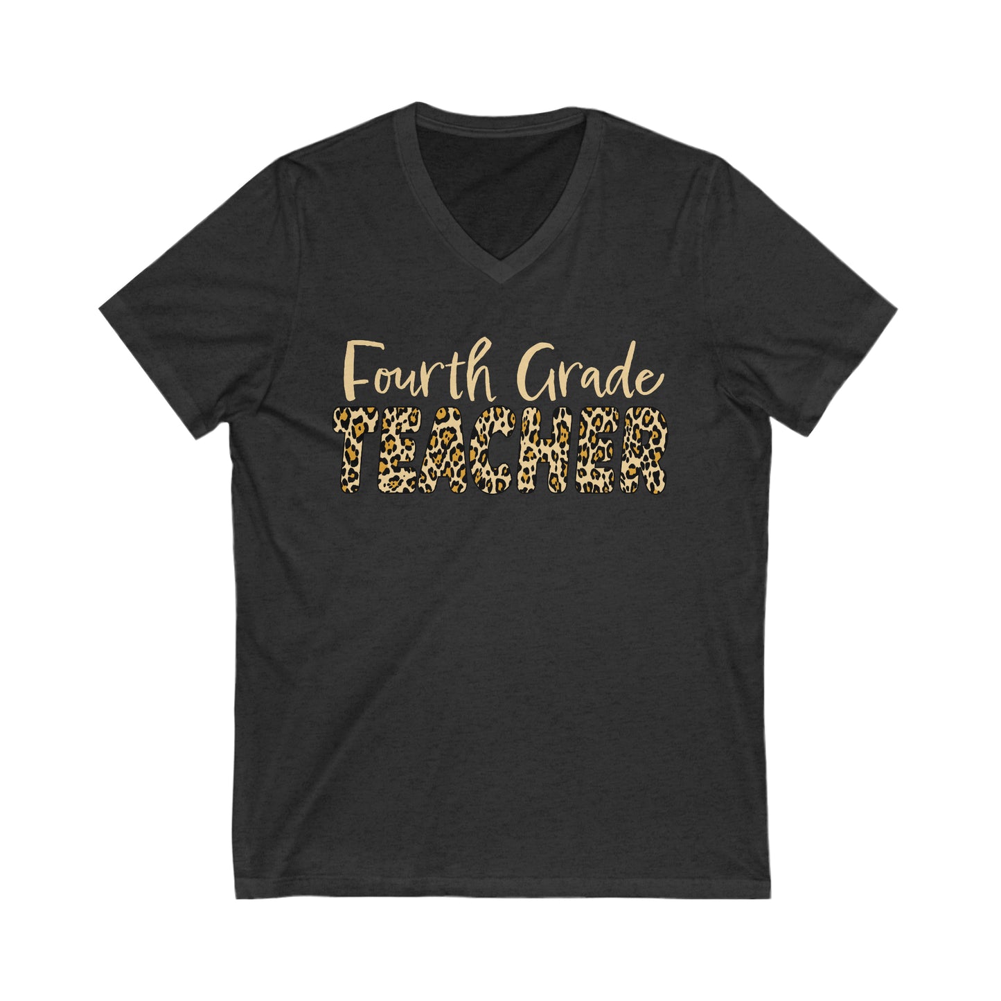 Fourth Grade TEACHER in Leopard print - V-Neck Tee