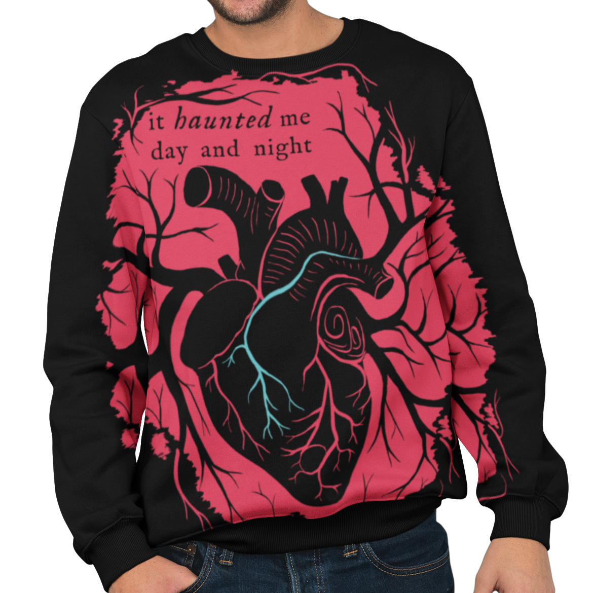 AOP Haunted Heart Sweatshirt - Terror - Unisex Sizing