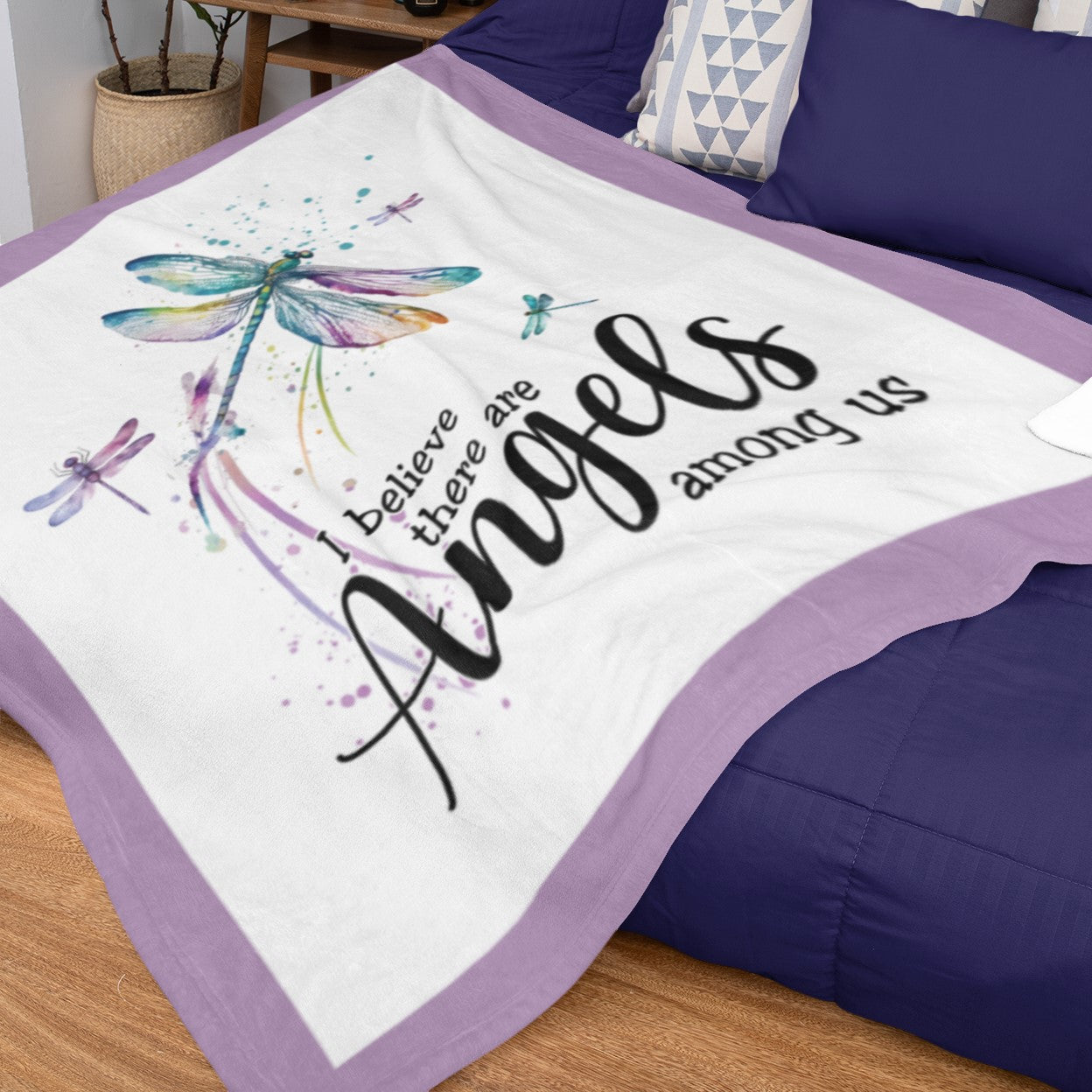 Angels Among Us - Dragonfly - Velveteen Plush or Sherpa Blanket