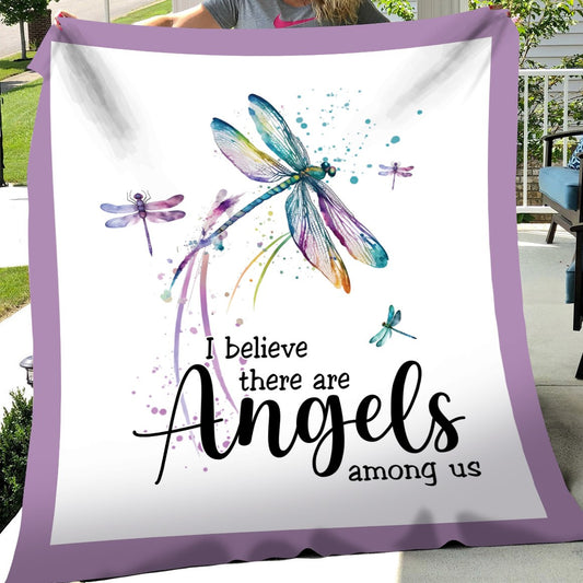 Angels Among Us - Dragonfly - Velveteen Plush or Sherpa Blanket