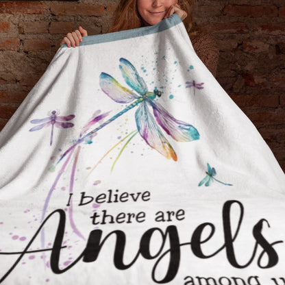 Angels Among Us - Dragonfly - Velveteen Plush or Sherpa Blanket