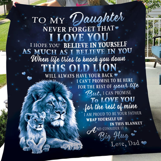 Daughter - This Old Lion - Love Dad - Velveteen Plush or Sherpa Blanket