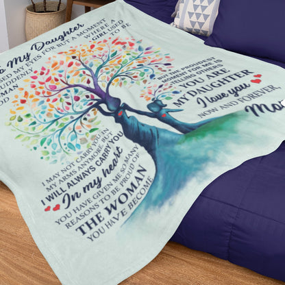 To Daughter - Tree of Life - Love Mom - Velveteen Plush or Sherpa Blanket